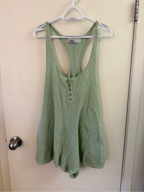 Light Green Racerback Tank Top with Button Front